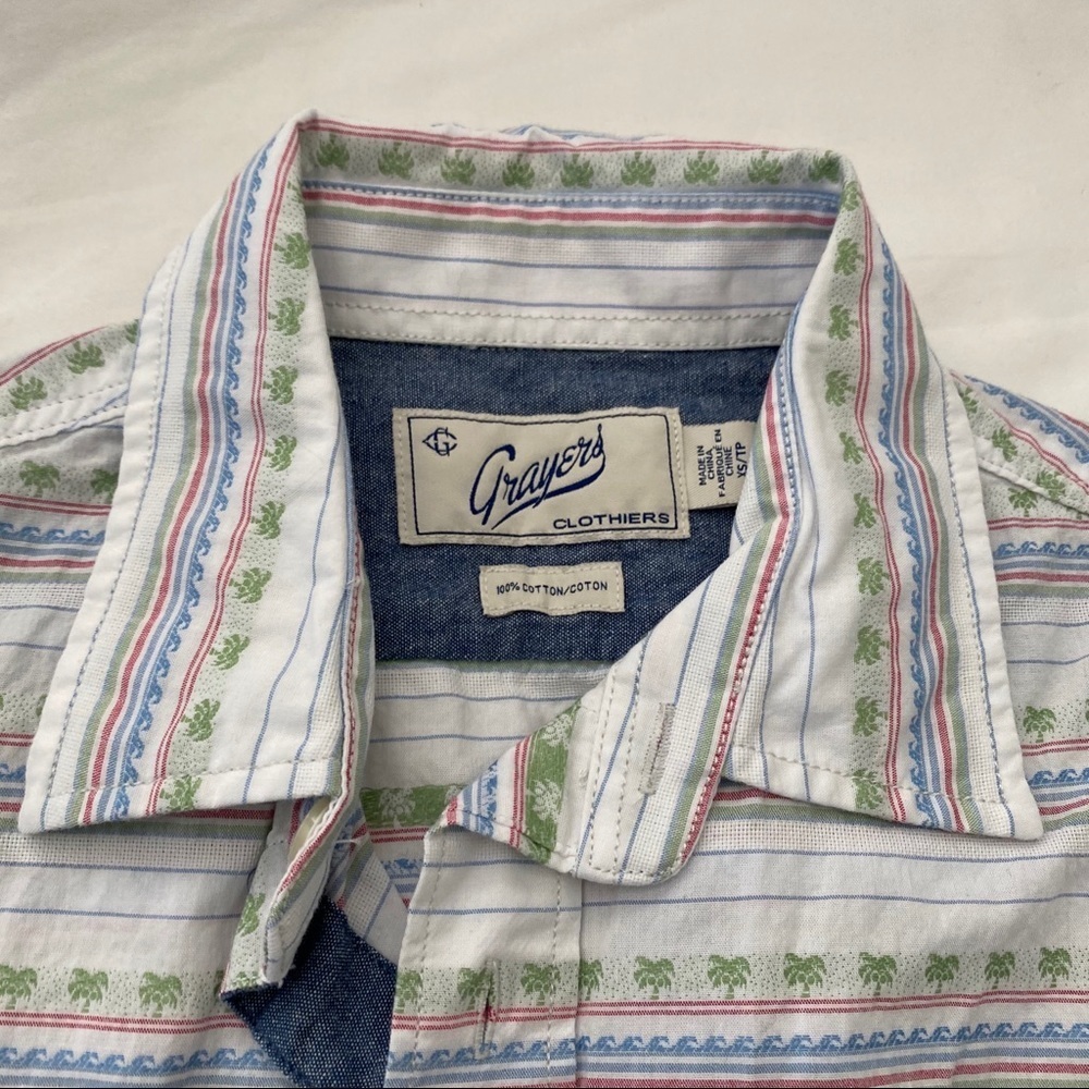 Grayers Palm Tree Pattern Short Sleeve Button Down - image 2
